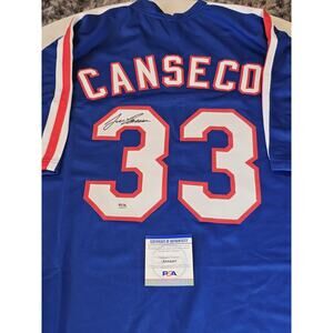Jose Canseco Autographed/Signed Jersey PSA/DNA COA Blue Custom Jersey
